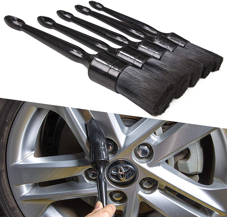 Black Nylon Pp Filament Car Detailing Brush 5 Pack For Cleaning Interior